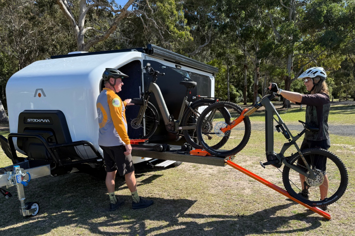 Loading e-bikes onto the Trekka