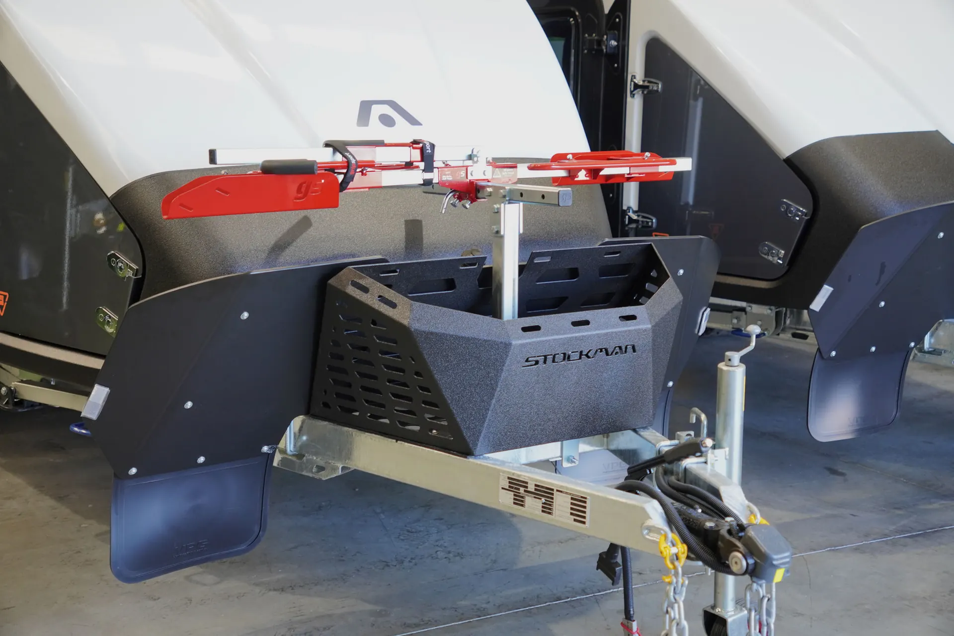 Front-mounted Gripsport bike rack fitted above a Stockman Rover 02 toolbox