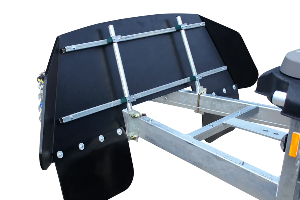 Stone deflector guard fitted to the front of a Pod Trailer
