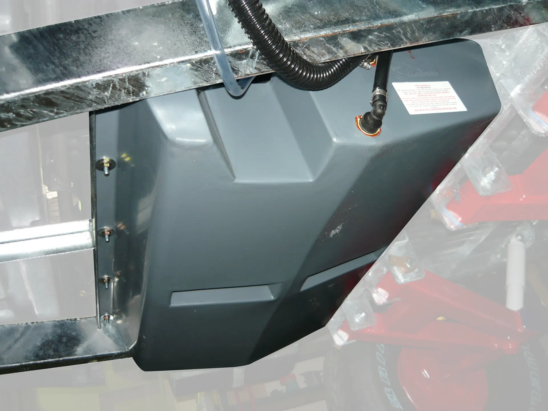 65-litre water tank fitted to a Pod Trailer chassis