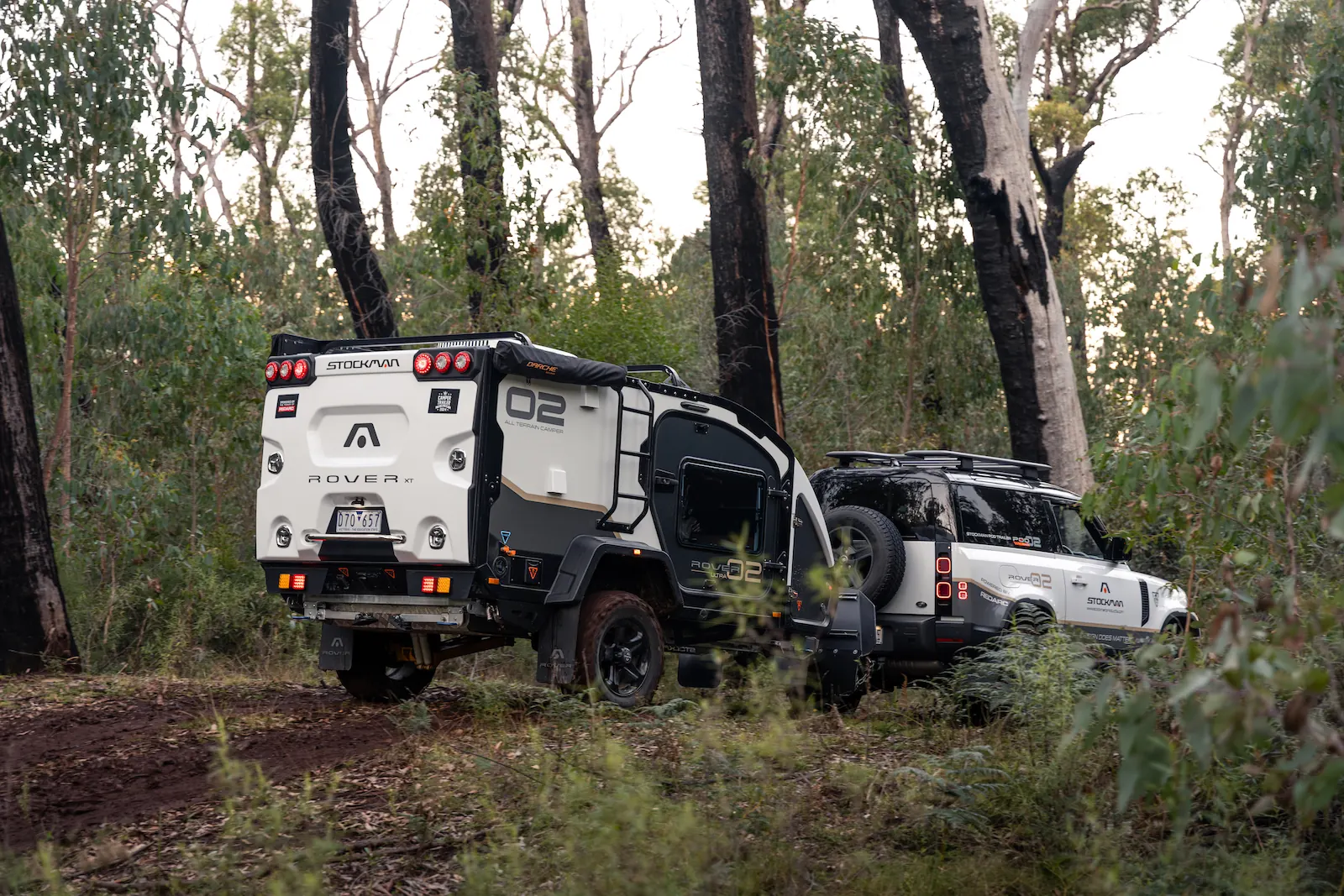 Stockman Rover 02 All Terrain camper set up on a remote campsite