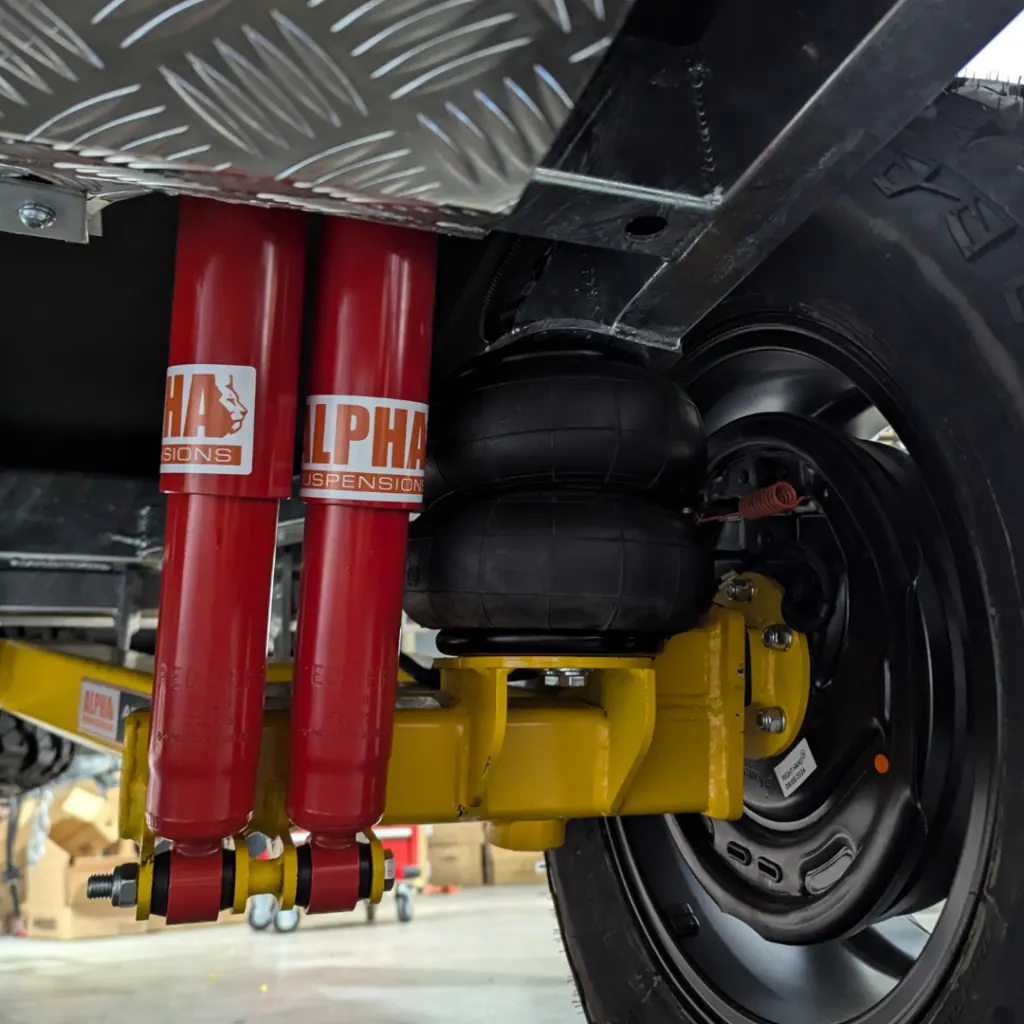 Airbag suspension fitted alongside the Rover 02 shock absorbers